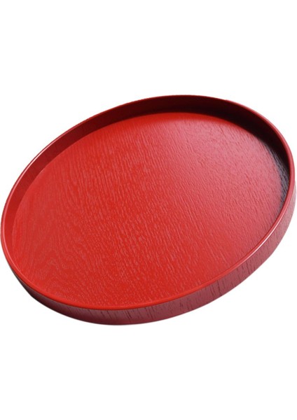 Yuvarlak Ahşap Servis Tepsisi Kırmızı 30 cm. (Yurt Dışından)