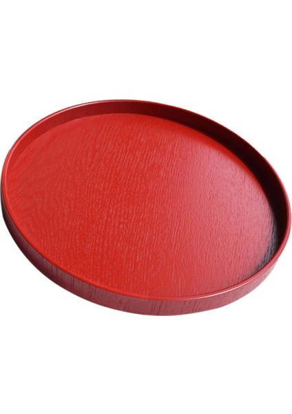 Yuvarlak Ahşap Servis Tepsisi Kırmızı 30 cm. (Yurt Dışından)