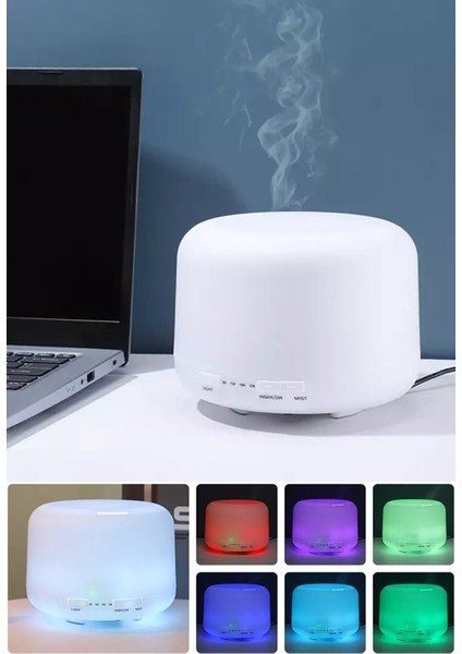 500 ml Taşınabilir Ultrasonik Oda Hava Nemlendirici Buhar Makinesi ve Aroma Difüzörü 7 Renkli LED Işıklı