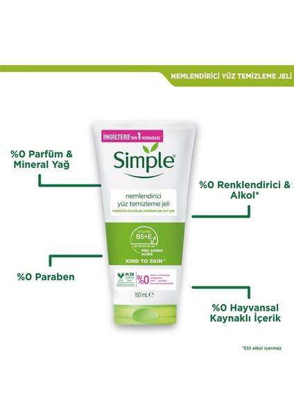 Kind To Skin Nemlendirici Yüz Temizleme Jeli B5+E Vitamini Pürüzsüz ve Sağlıklı Gözüken Bir Cilt Için, 150 ml modelleri