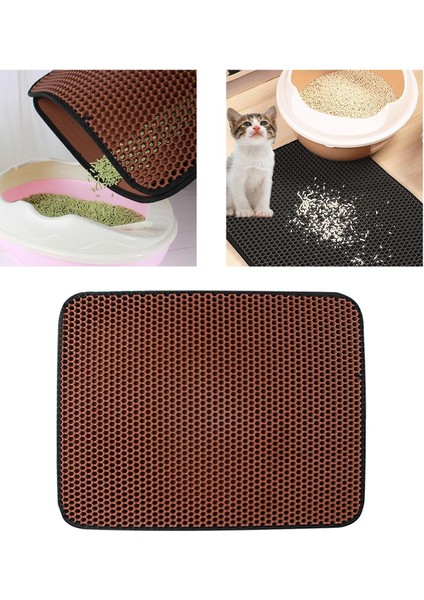 Petek Kedi Kumu Paspas Yıkanabilir Kaymaz Kolay Temiz Su Geçirmez Taban Kutusu 55X75CM (Yurt Dışından)