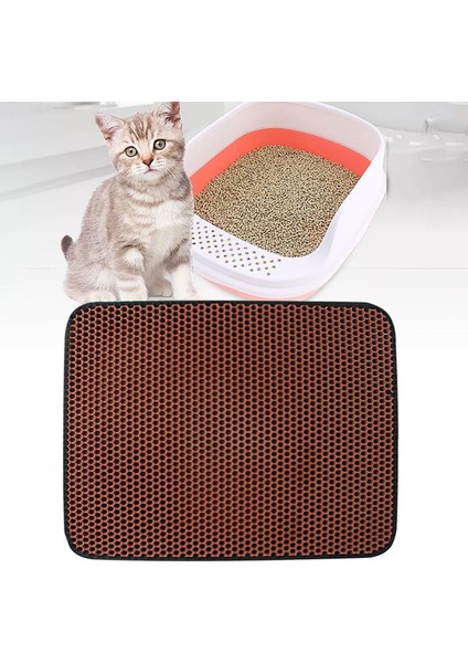 Petek Kedi Kumu Paspas Yıkanabilir Kaymaz Kolay Temiz Su Geçirmez Taban Kutusu 55X75CM (Yurt Dışından)