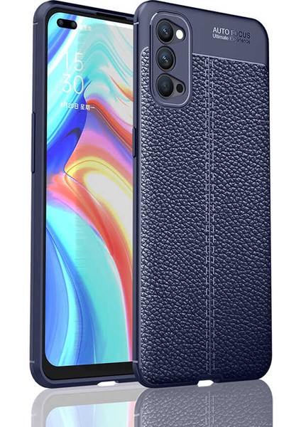 Oppo Reno 4 Uyumlu Darbeye Dayanıklı Deri Dikişli Armor Serisi Kamera Korumalı Kılıf