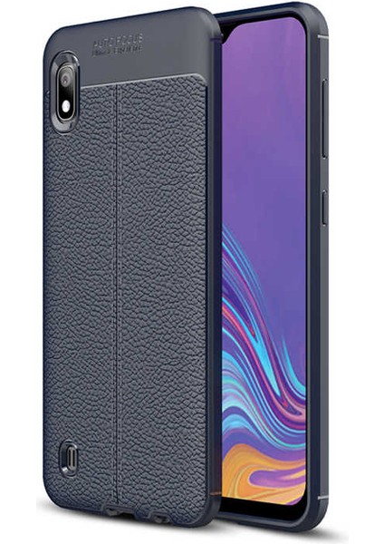 Galaxy A10 Uyumlu Darbeye Dayanıklı Deri Dikişli Armor Serisi Kamera Korumalı Kılıf