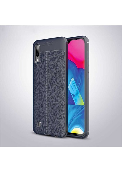 Galaxy M10 Uyumlu Darbeye Dayanıklı Deri Dikişli Armor Serisi Kamera Korumalı Kılıf