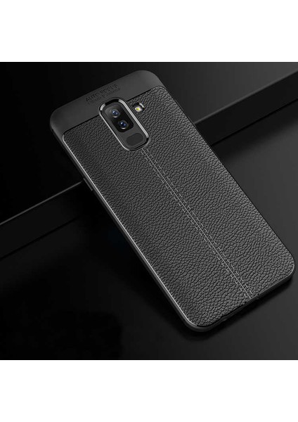 Galaxy J8 Uyumlu Darbeye Dayanıklı Deri Dikişli Armor Serisi Kamera Korumalı Kılıf