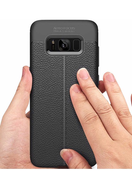 S8 Plus Uyumlu Darbeye Dayanıklı Deri Dikişli Armor Serisi Kamera Korumalı Kılıf