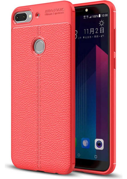 Htc Desire 12 Plus Uyumlu Darbeye Dayanıklı Deri Dikişli Armor Serisi Kamera Korumalı Kılıf
