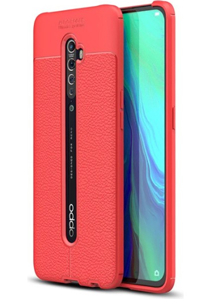Oppo Reno 2z Uyumlu Darbeye Dayanıklı Deri Dikişli Armor Serisi Kamera Korumalı Kılıf