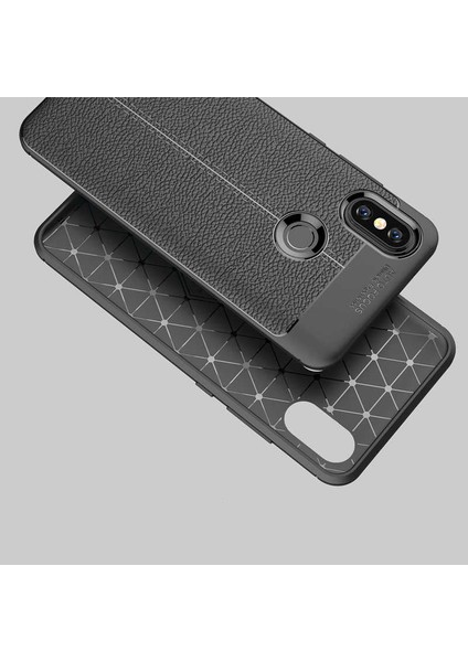 Xiaomi Mi 8 Uyumlu Darbeye Dayanıklı Deri Dikişli Armor Serisi Kamera Korumalı Kılıf