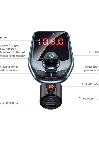 Çok Fonksiyonlu Araba Çift USB Şarj Mp3 Müzik Çalar Bluetooth Fm Verici (Yurt Dışından) fiyatları