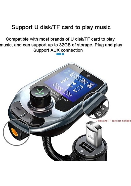 Çok Fonksiyonlu Araba Çift USB Şarj Mp3 Müzik Çalar Bluetooth Fm Verici (Yurt Dışından) modelleri