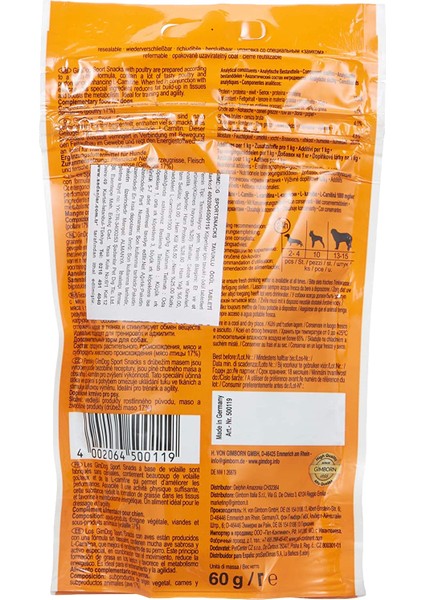 Sportsnacks Tavuk & L-Carnitinli Köpek Ödül Tableti, 60 G