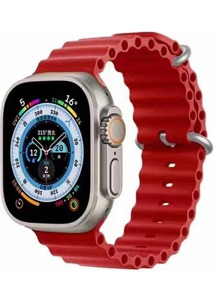 Apple Watch Seri 8/7/6/SE/5/4 Hasır Kordon KRD-75 42mm Kırmızı