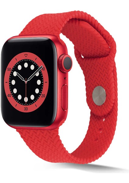 Apple Watch Ultra Naylon Hasır Örgü Dayanıklı Kordon Kayış 49mm KRD-37 Kırmızı