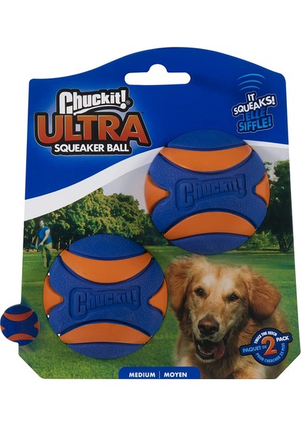 Chuckit! Utra Squeaker 2'li Sesli Köpek Oyun Topu (Orta Boy)