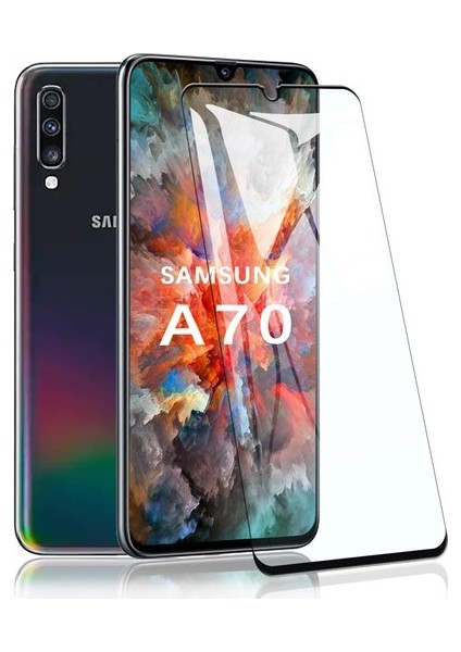 Samsung Galaxy A70 Tam Kaplayan Ekran Koruyucu Fiber Nano Siyah