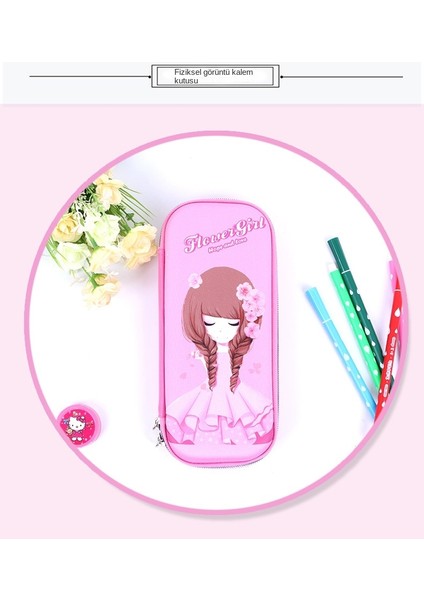Öğrenci Çok Fonksiyonlu Büyük Kapasiteli Kalem Kutusu - Pembe (Yurt Dışından)