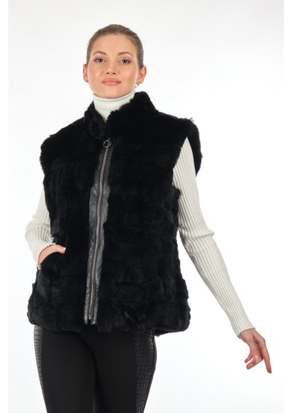 Oversize Suni Kürk Kadın Kaban Yelek - Kışlık