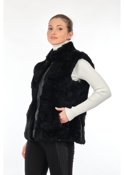 Oversize Suni Kürk Kadın Kaban Yelek - Kışlık modelleri