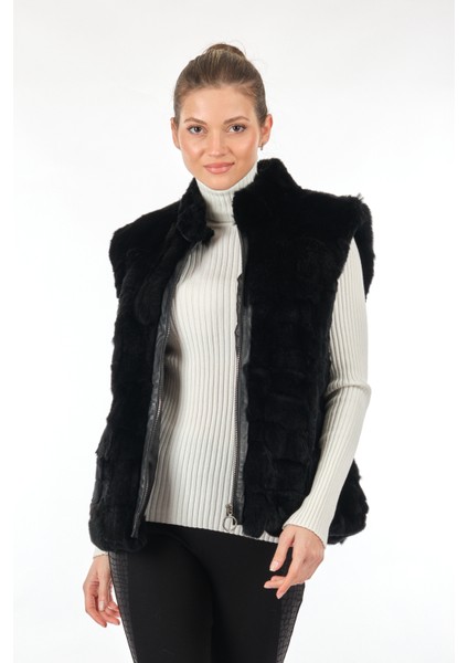 Oversize Suni Kürk Kadın Kaban Yelek - Kışlık indirimleri
