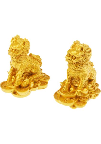 Two Lion Heykel Sanat Dekorasyon Aslan Heykel Feng Shui Sanat El Sanatları fırsatları