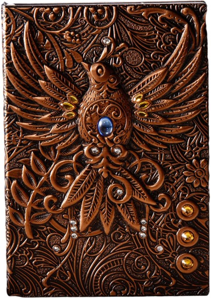 Retro Kabartmalı Phoenix Desen Yazma Not Defteri A5 Lined Journal Red Bronz