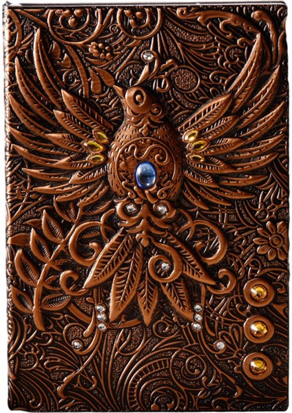 Retro Kabartmalı Phoenix Desen Yazma Not Defteri A5 Lined Journal Red Bronz fiyatları