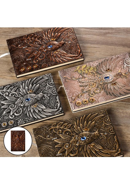 Retro Kabartmalı Phoenix Desen Yazma Not Defteri A5 Lined Journal Red Bronz indirimleri