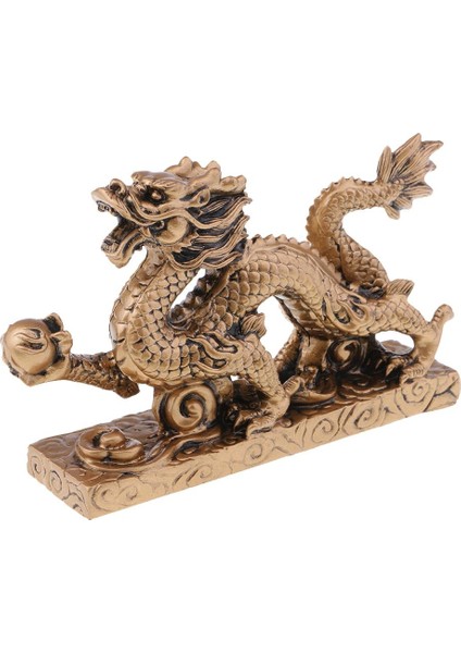 1 Adet Çin Ejderha Heykelcik Reçine Masa Süsleri El Sanatları Bronz 15 x 3,5 cm