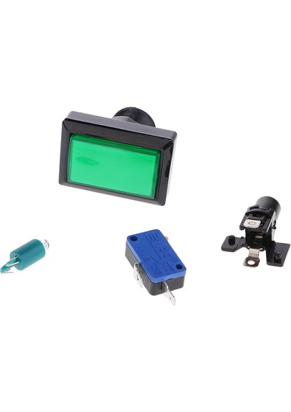 Arcade Oyunları LED Işıklı ve Microswitch ile Push Düğmesi -Rectangle Green