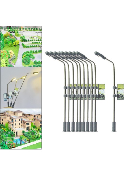 10 Adet Tren Manzarası LED Işık Peyzajı Demiryolu Lampost/tt/n Ölçek 1: 100(Yurt Dışından)
