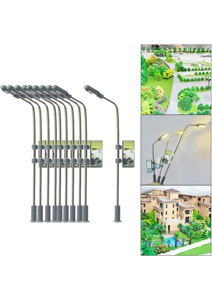 10 Adet Tren Manzarası LED Işık Peyzajı Demiryolu Lampost/tt/n Ölçek 1: 100(Yurt Dışından)