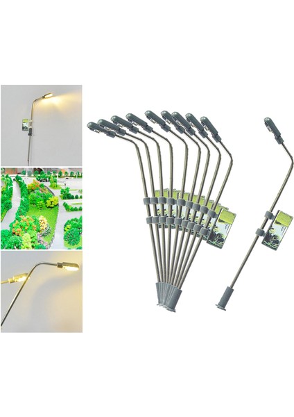 10 Adet Tren Manzarası LED Işık Peyzajı Demiryolu Lampost/tt/n Ölçek 1: 100(Yurt Dışından)