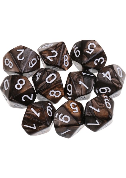 10X 10 Taraflı D10 Polyhedral Oyunlar Için Gri