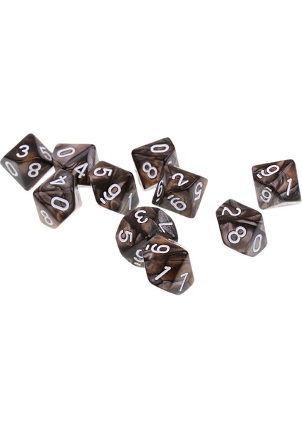 10X 10 Taraflı D10 Polyhedral Oyunlar Için Gri