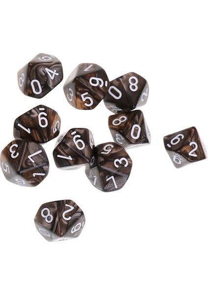 10X 10 Taraflı D10 Polyhedral Oyunlar Için Gri