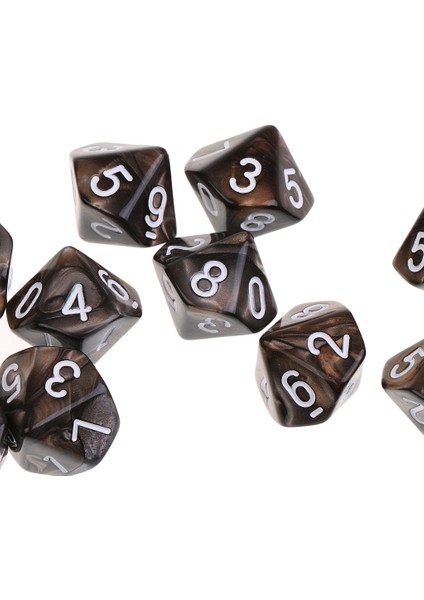 10X 10 Taraflı D10 Polyhedral Oyunlar Için Gri