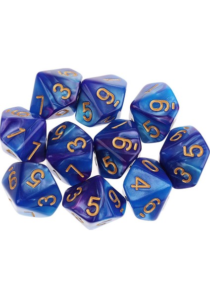 10 Adet 10 Taraflı D10 Mavi Için Polyhedral(Yurt Dışından)