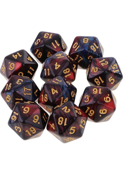 10 Adet 20 Taraflı D20 Kırmızı/mavi Için Polyhedral