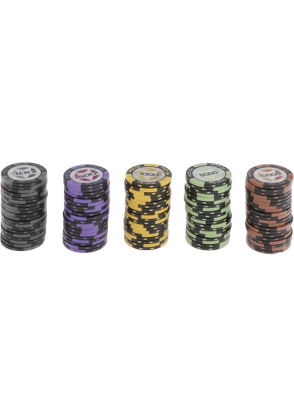 Poker Cips Set Tahta Kartları Oyun Token 100 500 1000 5000 10000