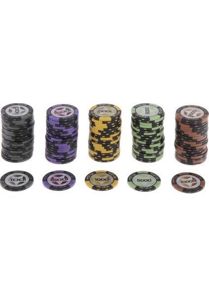 Poker Cips Set Tahta Kartları Oyun Token 100 500 1000 5000 10000
