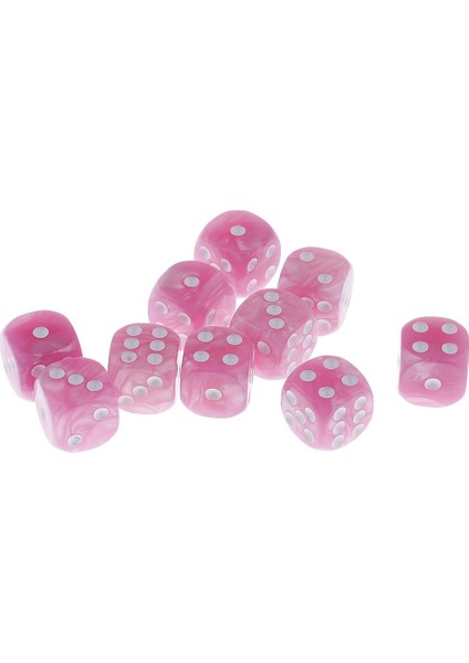 10 Adet Mtg Rpg D&d Oyunları Için Altı Taraflı Spot Die 1.6cm Pembe