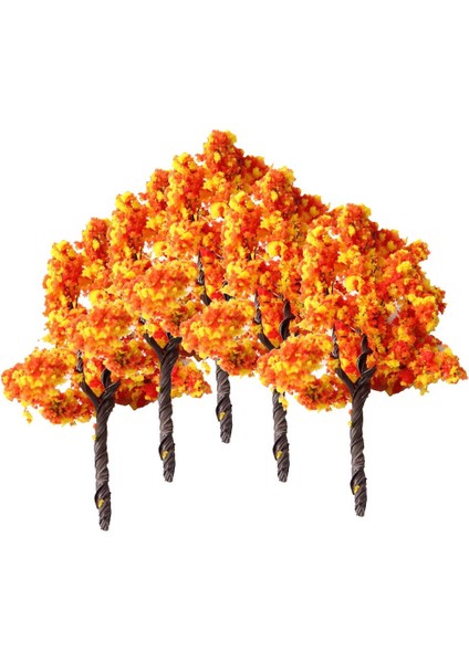 5pcs Kırmızı Çiçeklerle Minyatür Model Ağaçlar Kum Masası Modeli Aksesuarları 7cm