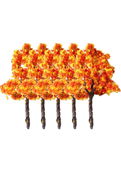 5pcs Kırmızı Çiçeklerle Minyatür Model Ağaçlar Kum Masası Modeli Aksesuarları 7cm