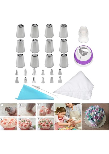 Rus Çiçek Buzlanma Boru Nozulları Tatlı Dükkanı Mutfak Kahve Dükkanı İçin Set 22 x 17 x 4.5 cm. (Yurt Dışından)