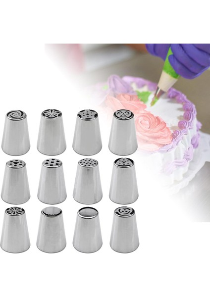 Rus Boru Ipuçları Dıy Boru Ipuçları Set Kek Dekorasyon Malzemeleri Cupcake İçin 12 Adet (Yurt Dışından)