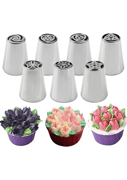 Rus Boru Ipuçları Dıy Boru Ipuçları Set Kek Dekorasyon Malzemeleri İçin Cupcake 7 Adet (Yurt Dışından)
