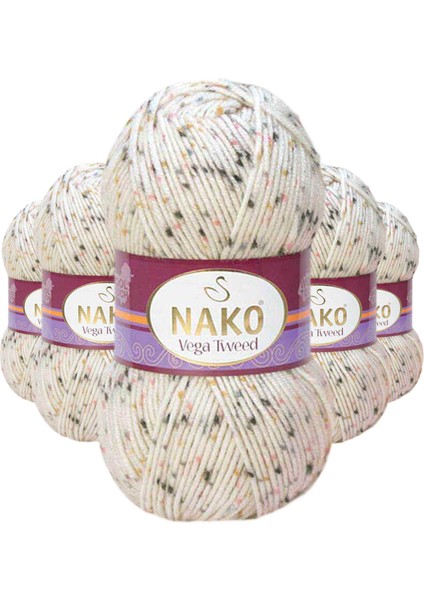 5 Adet Vega Tweed Premium Akrilik El Örgü Ipi Yünü No: 31752