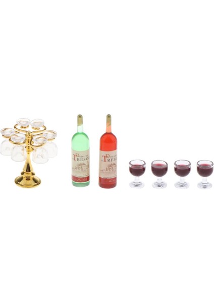 1:12 Dollhouse Mini Goblet Raf Seti Model Dekorasyon Parçaları Çocuk Hediyeleri Altın (Yurt Dışından)